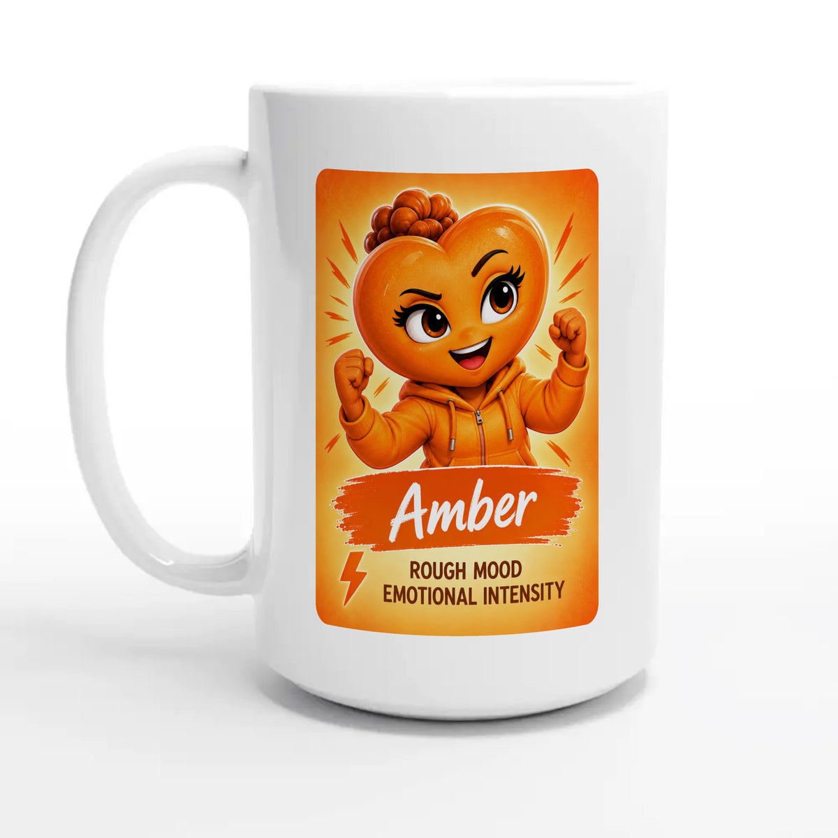 Amber: The Fire heart for veteran anger and emotional intensity awareness — 15oz coffee mug, other side