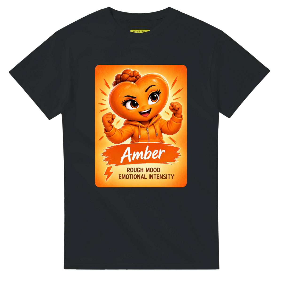 Amber: The Fire heart for veteran anger and emotional intensity awareness — black unisex t-shirt