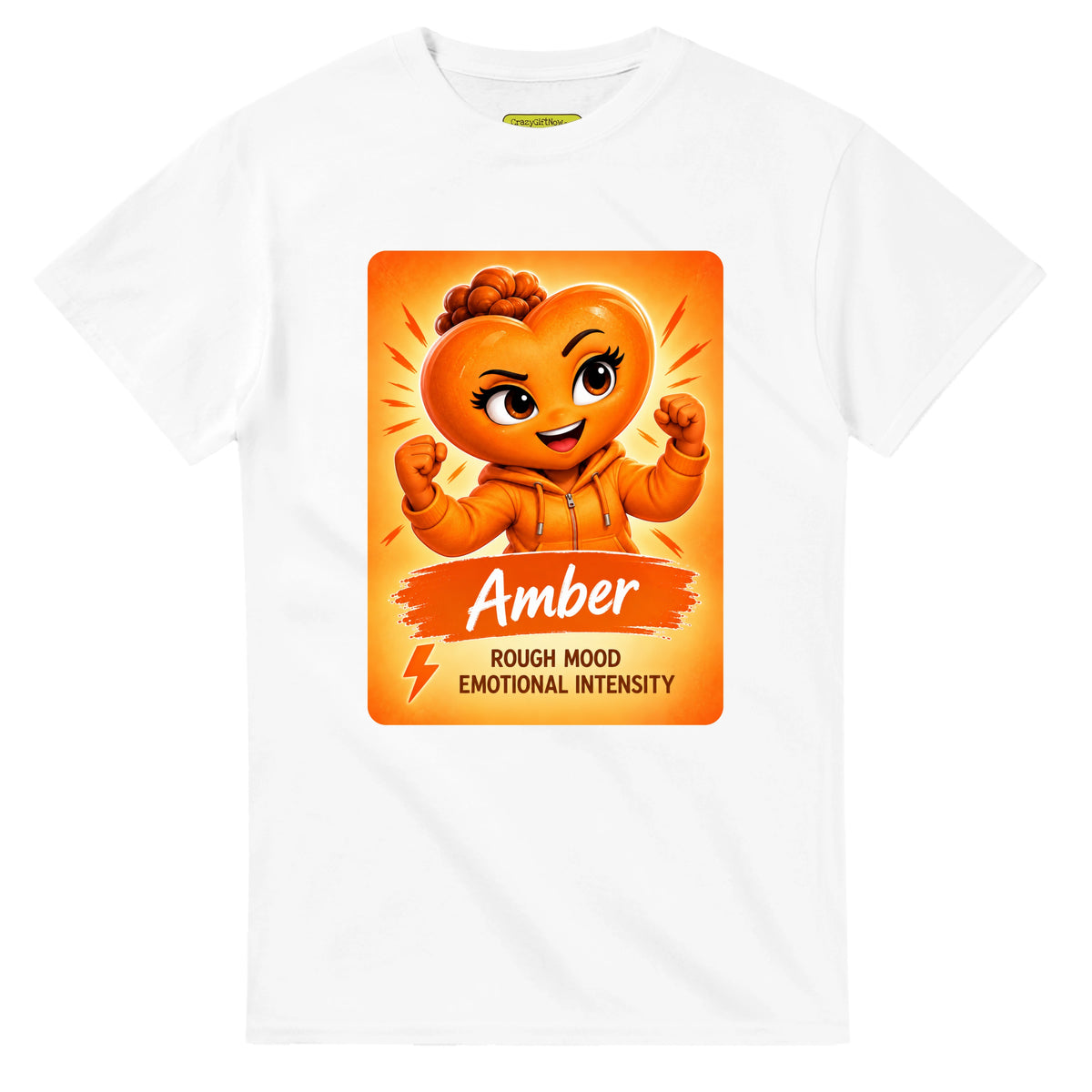 Amber: The Fire heart for veteran anger and emotional intensity awareness — white unisex t-shirt