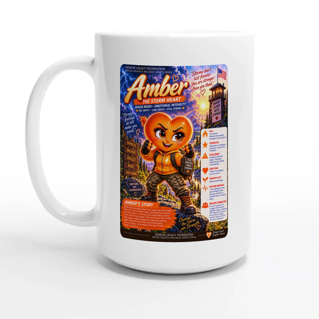 Amber: The Storm Heart story poster for veteran anger and emotional intensity awareness — 15oz coffee mug, other side
