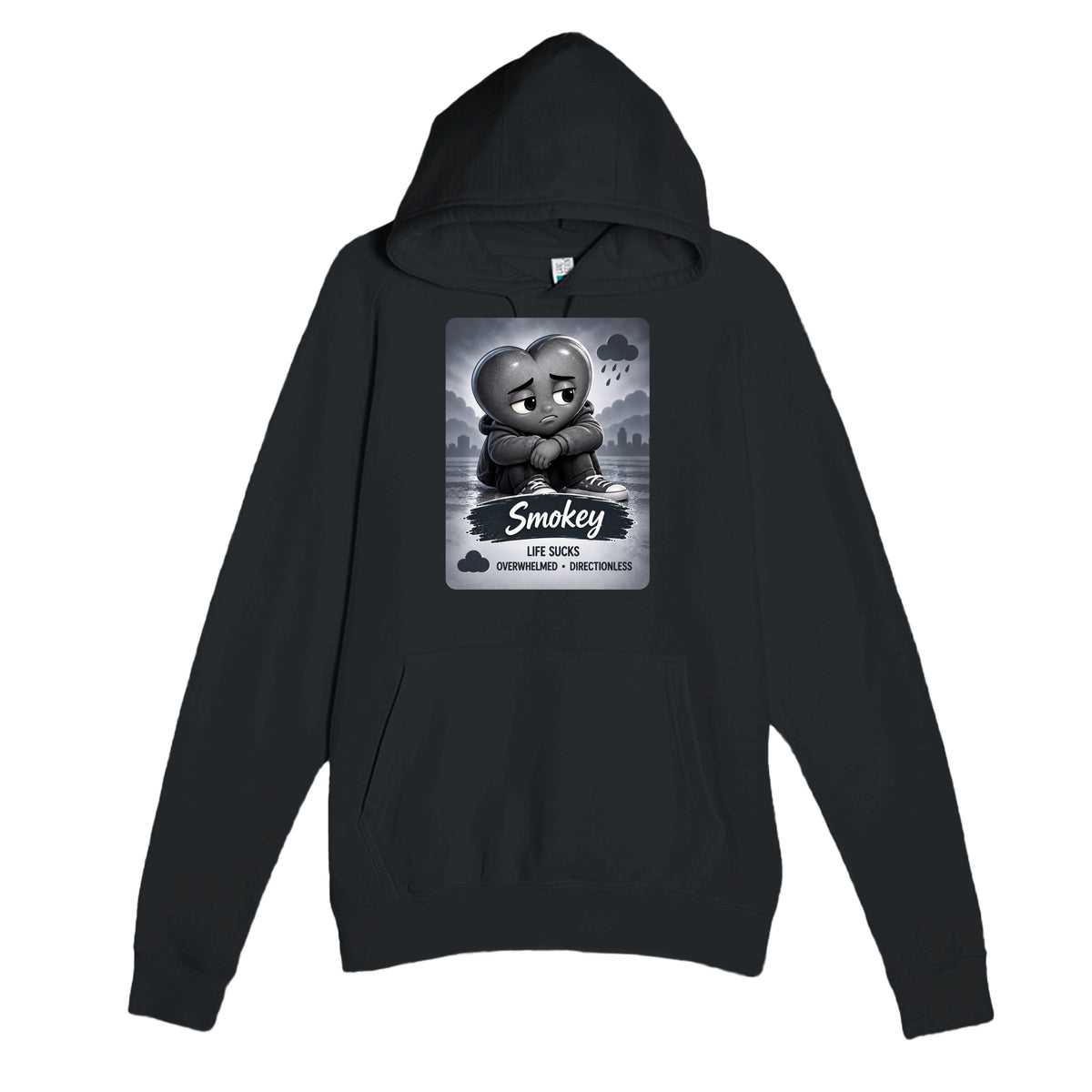 Smokey: The Searcher heart for veteran discouragement and hopelessness awareness — black unisex hoodie