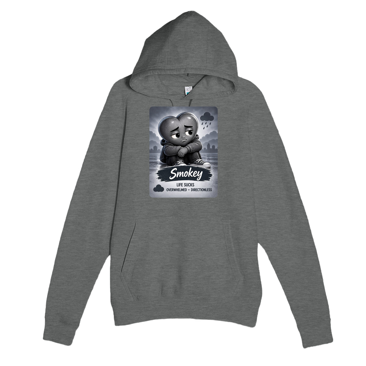 Smokey: The Searcher heart for veteran discouragement and hopelessness awareness — graphite heather unisex hoodie