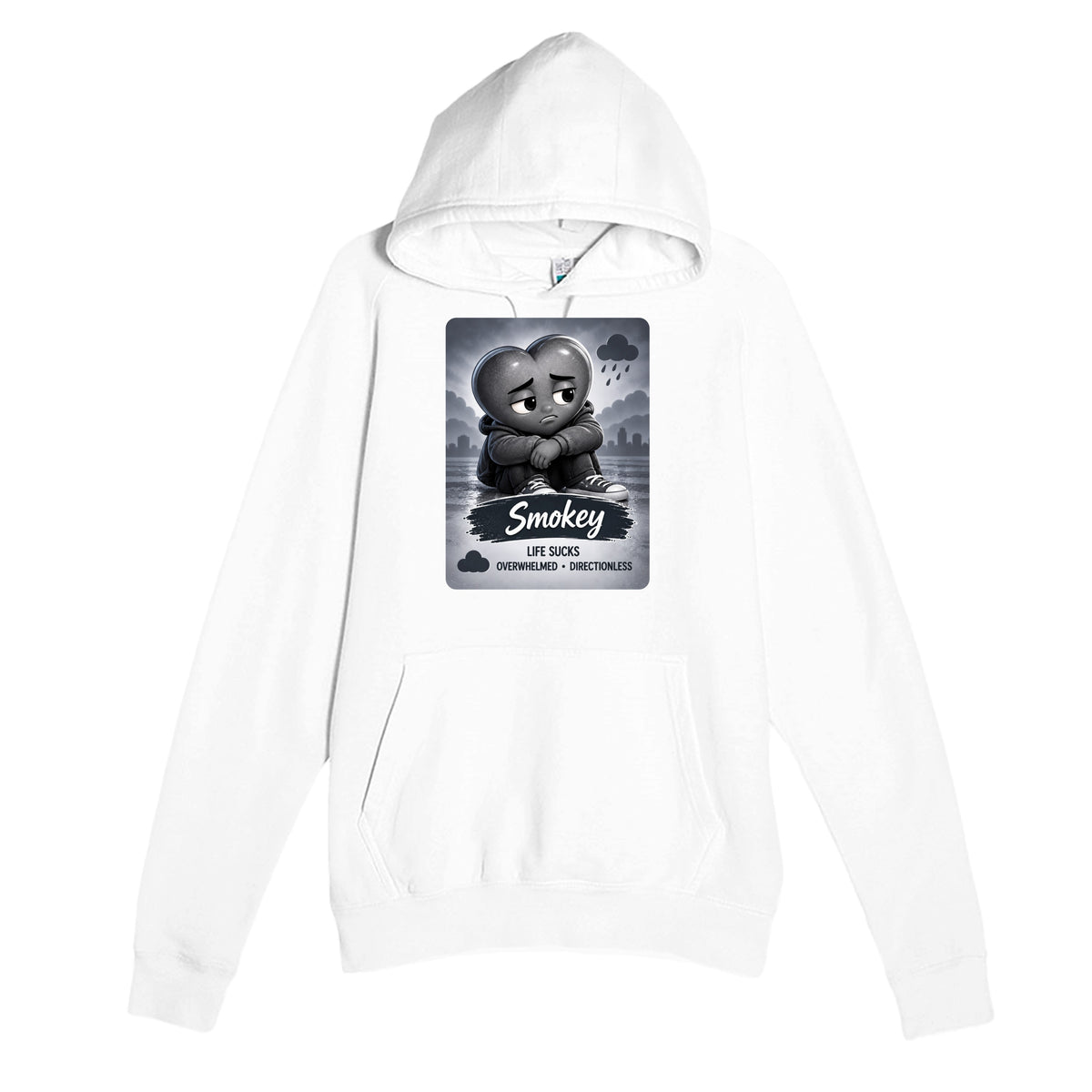 Smokey: The Searcher heart for veteran discouragement and hopelessness awareness — white unisex hoodie