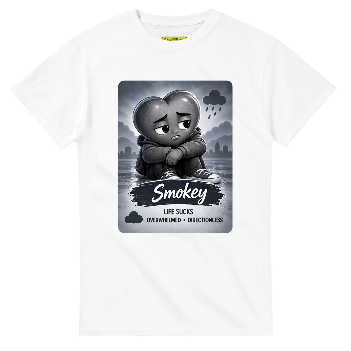 Smokey: The Searcher heart for veteran discouragement and hopelessness awareness — white unisex t-shirt