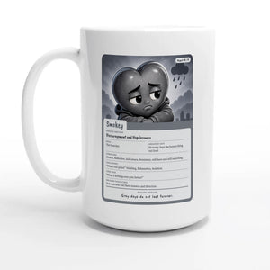 Smokey: The Searcher heart card for veteran discouragement and hopelessness awareness — 15oz coffee mug, other side