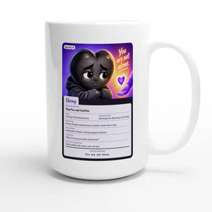 Ebony: The Heart Who Reached Out heart card for veteran deep pain and isolation awareness — 15oz white coffee mug