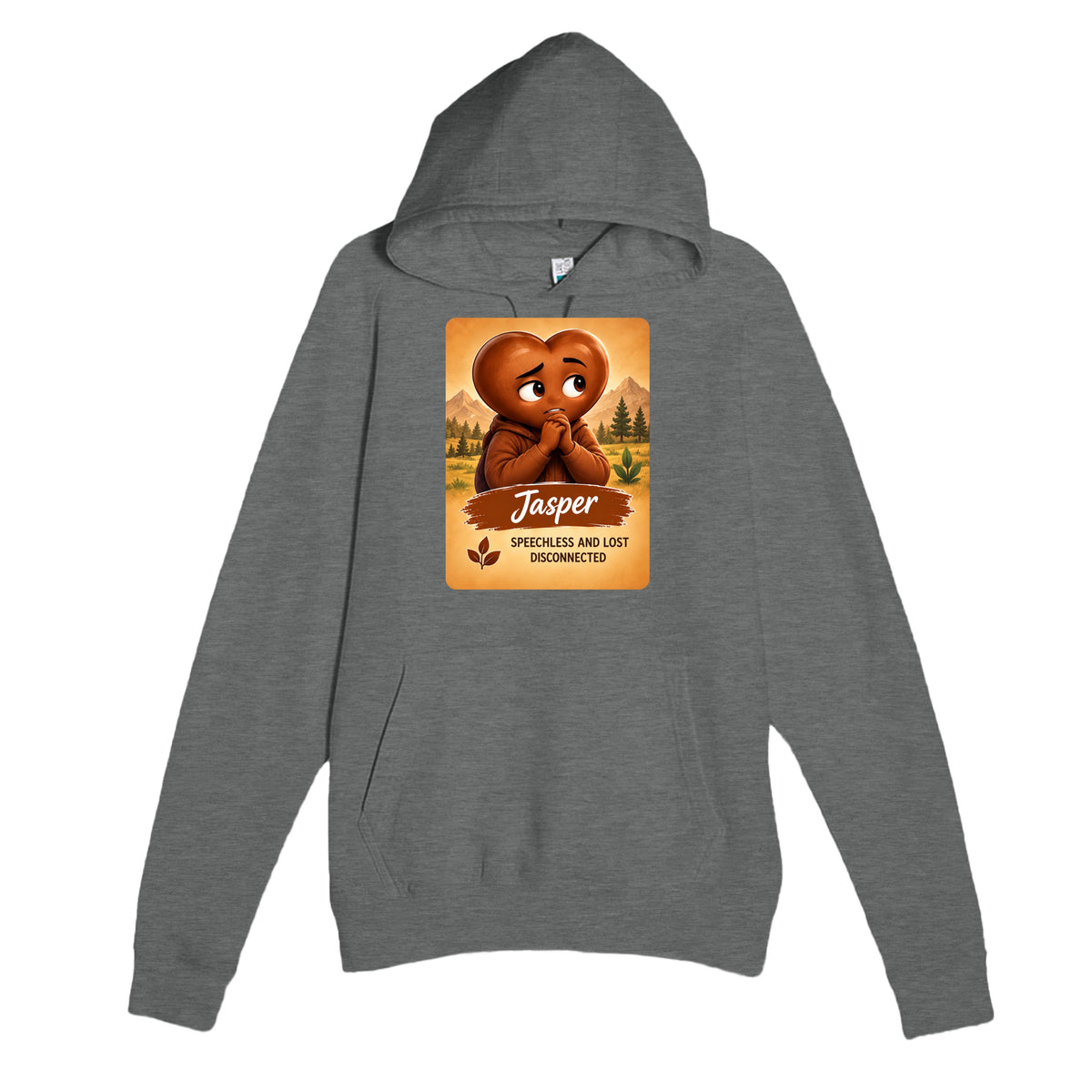 Jasper: The Listener heart for veteran wordlessness and disconnection awareness — graphite heather unisex hoodie