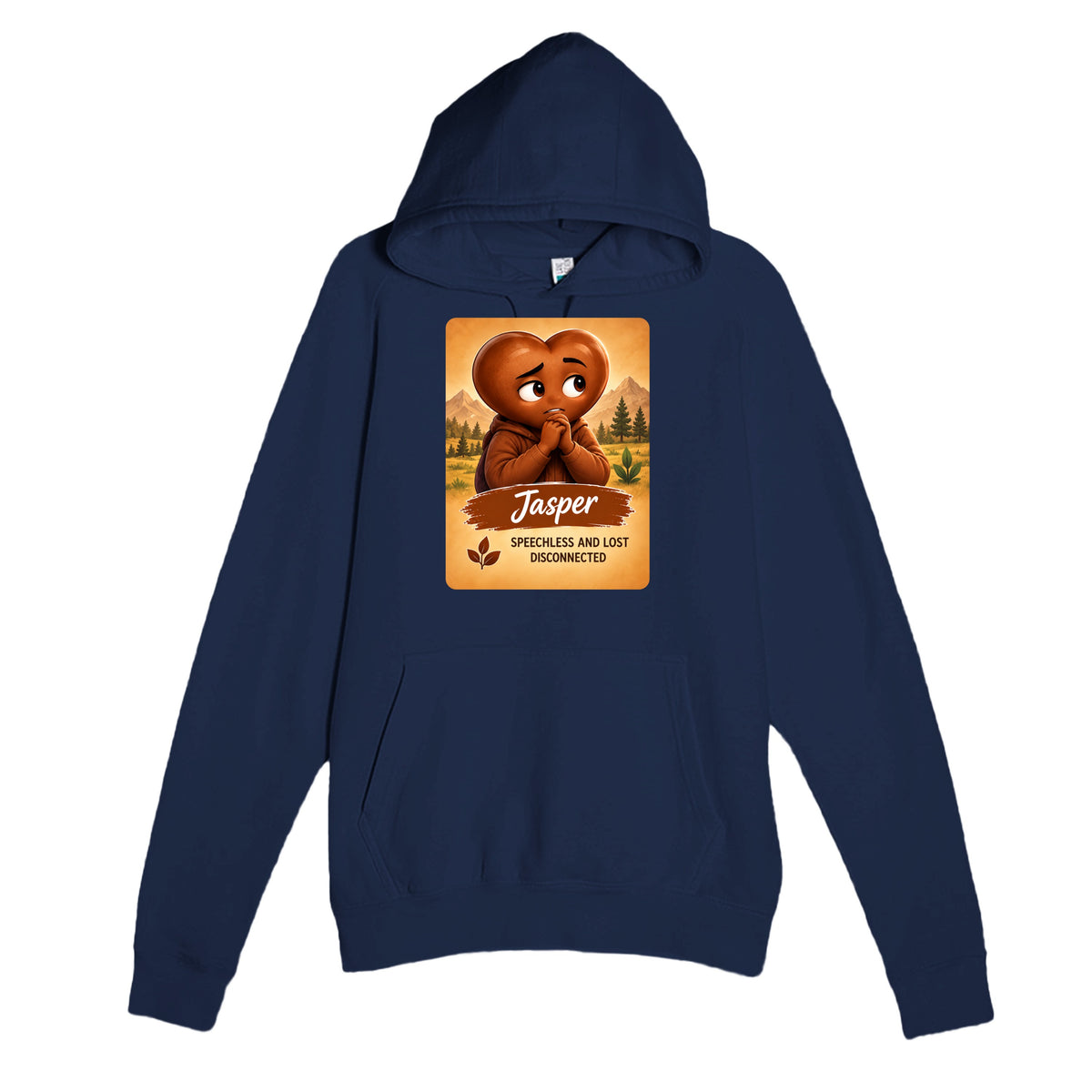 Jasper: The Listener heart for veteran wordlessness and disconnection awareness — navy unisex hoodie