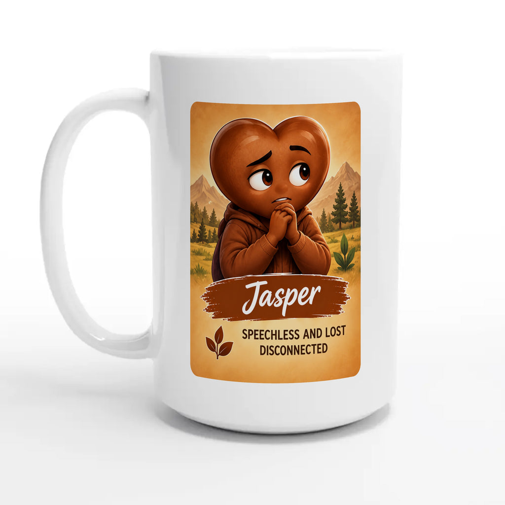 Jasper: The Listener heart for veteran wordlessness and disconnection awareness — 15oz coffee mug, other side