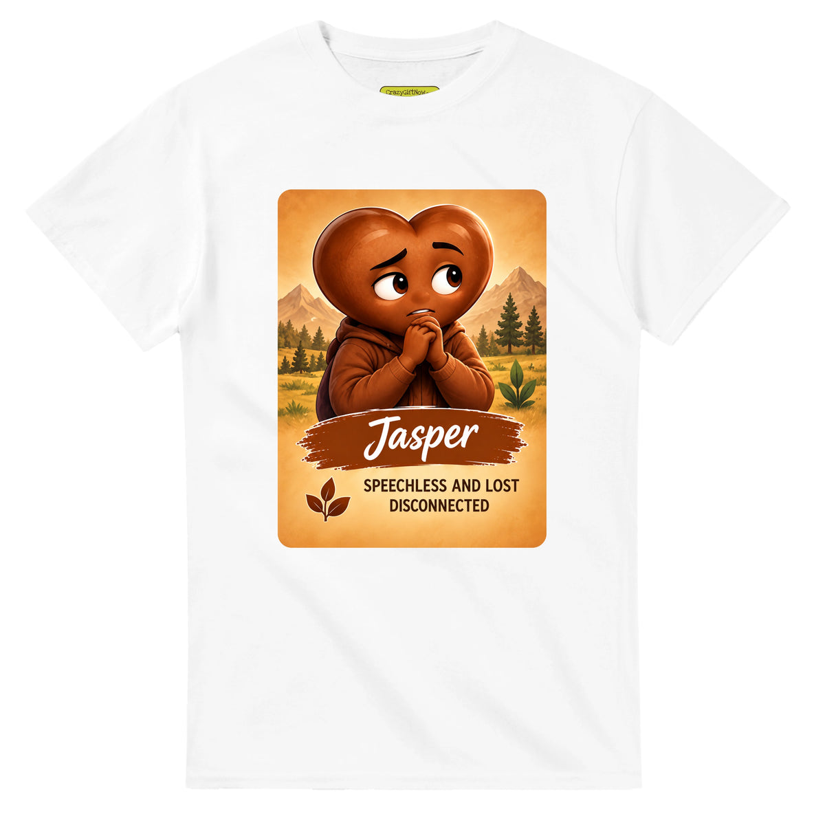 Jasper: The Listener heart for veteran wordlessness and disconnection awareness — white unisex t-shirt