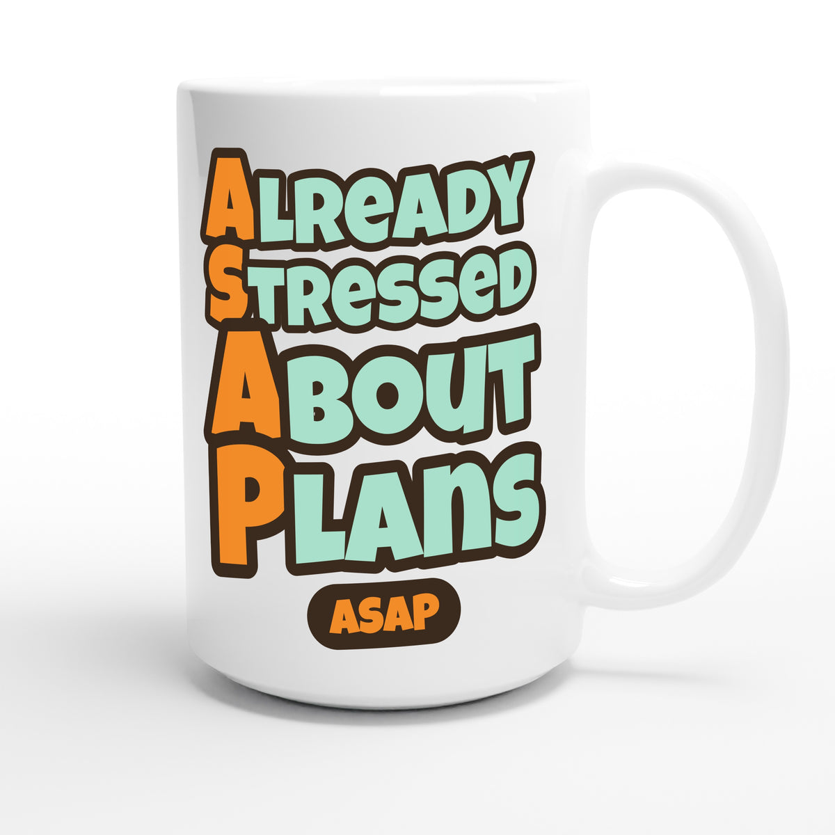 Already Stressed About Plans — funny 15oz white coffee mug