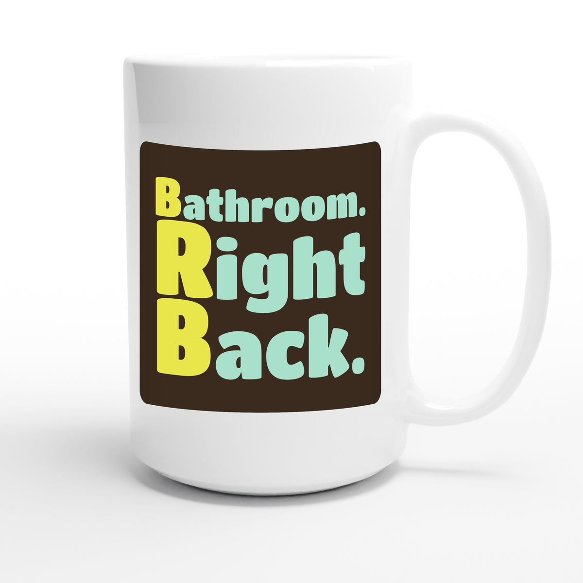 Bathroom. Right Back. — funny 15oz white coffee mug