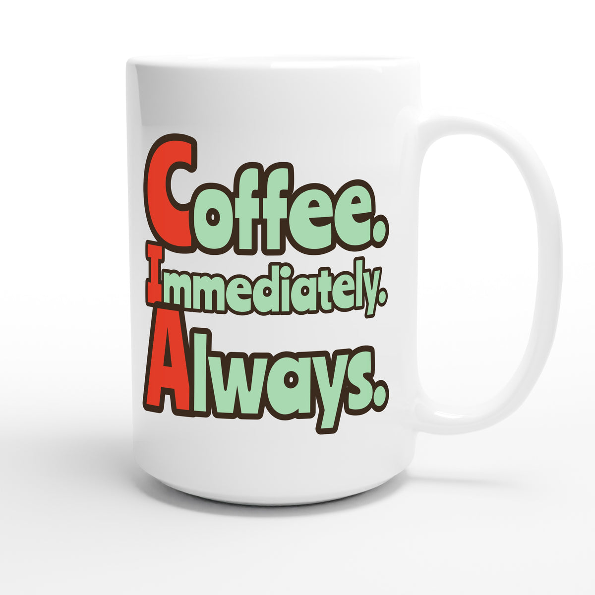Coffee. Immediately. Always. — funny 15oz white coffee mug