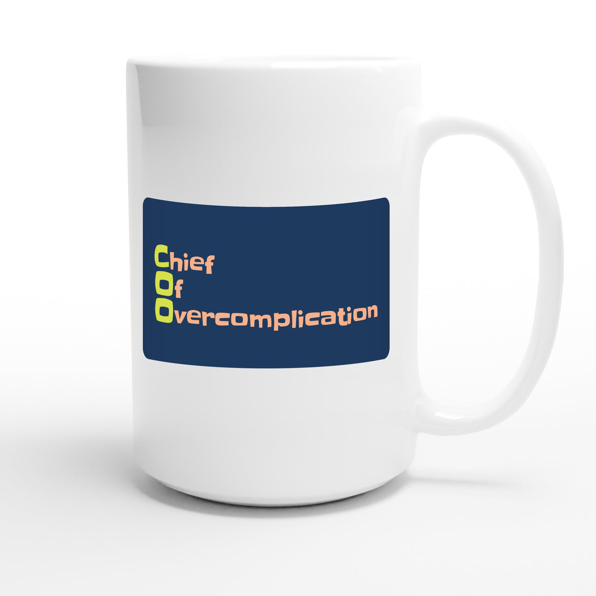 Chief Of Overcomplication — funny 15oz white coffee mug