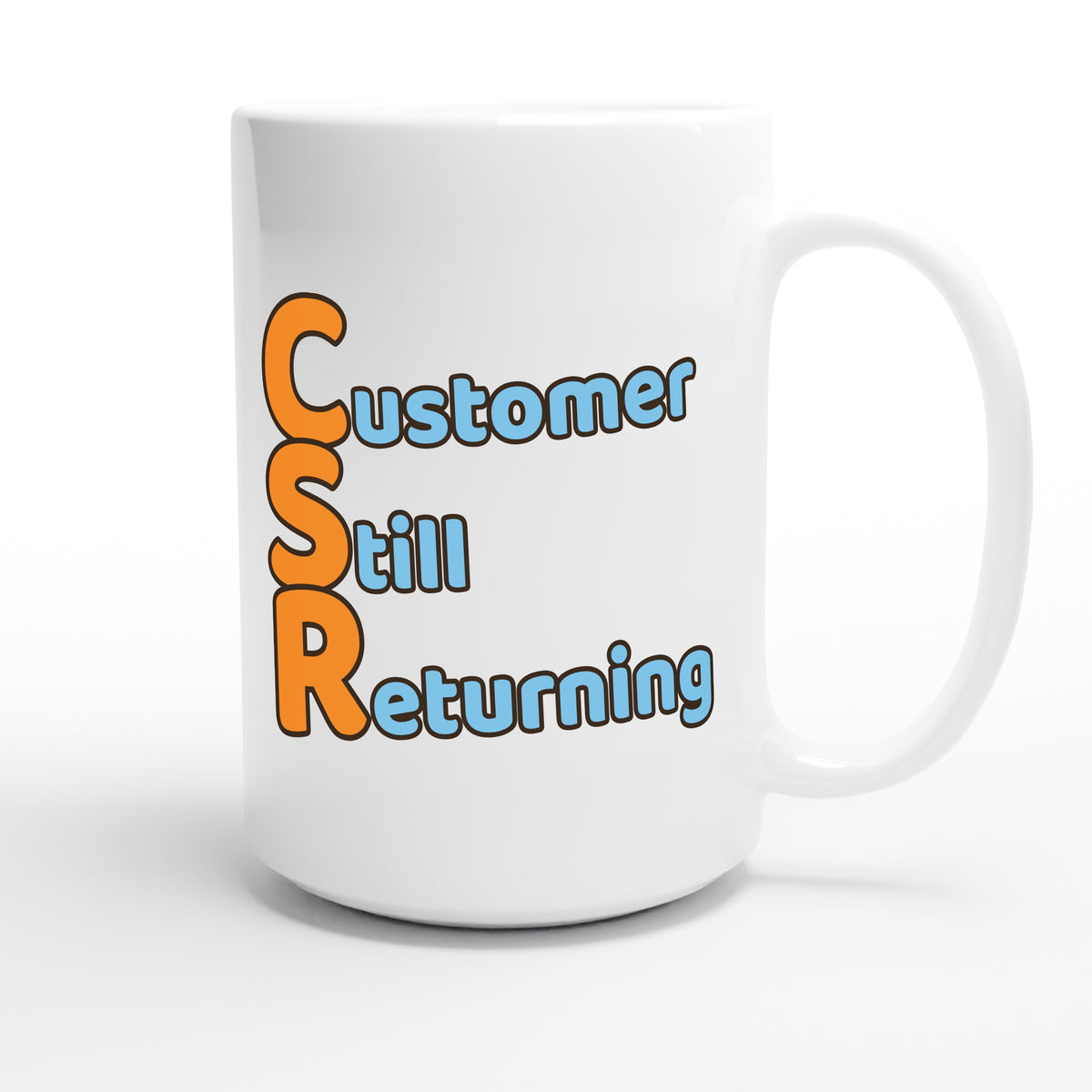 Customer Still Returning — funny 15oz white coffee mug