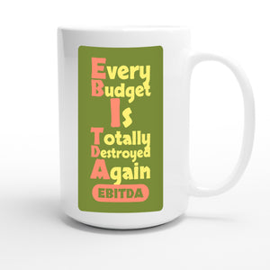 Every Budget Is Totally Destroyed Again — funny 15oz white coffee mug