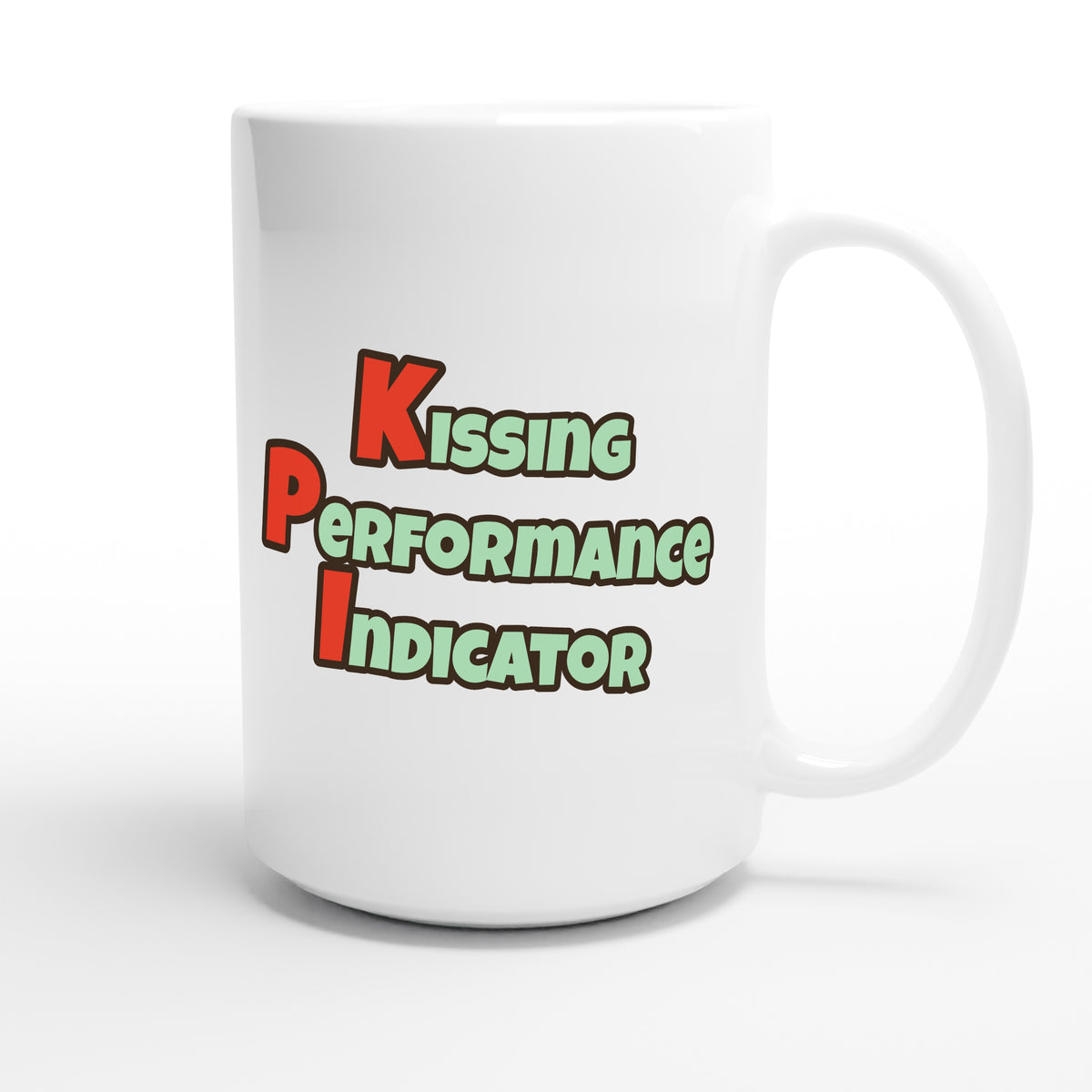 Kissing Performance Indicator — funny 15oz white coffee mug