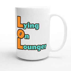 Lying on Lounger — funny 15oz white coffee mug