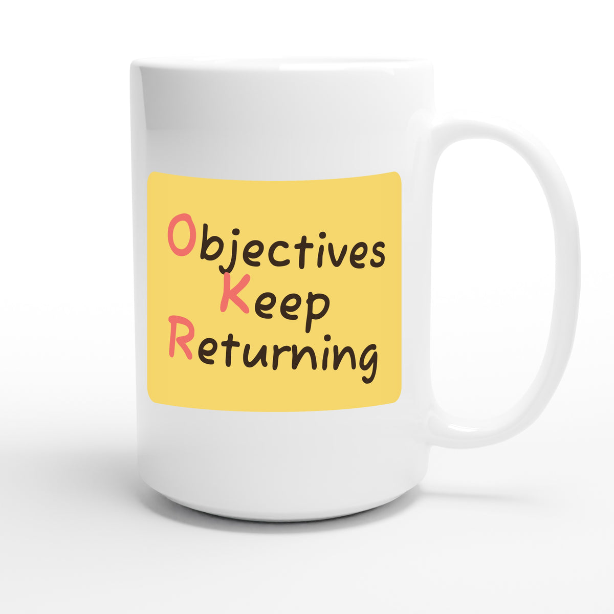 Objectives Keep Returning — funny 15oz white coffee mug