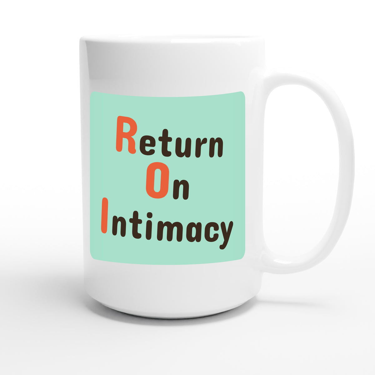 Return On Intimacy — funny 15oz white coffee mug