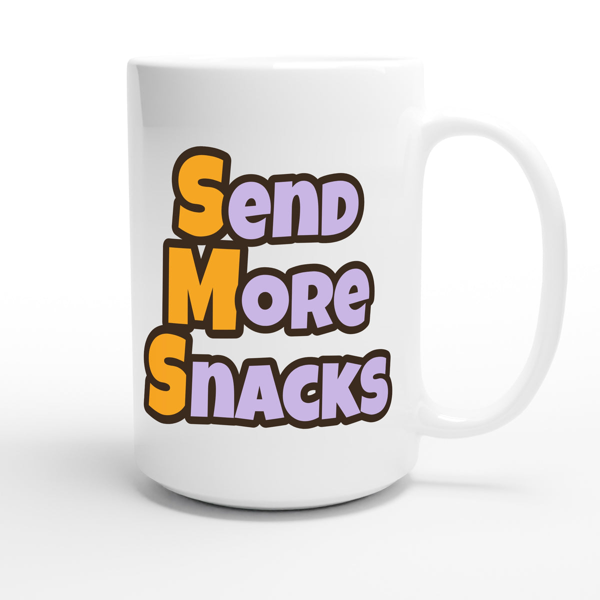 Send More Snacks — funny 15oz white coffee mug
