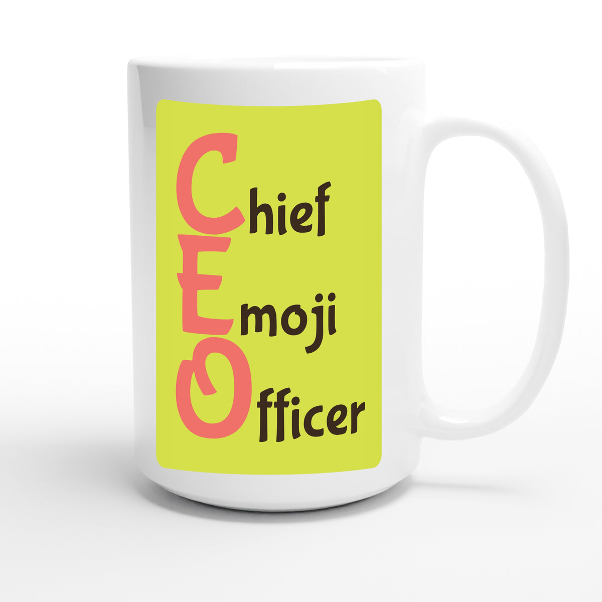 Chief Emoji Officer — funny 15oz white coffee mug