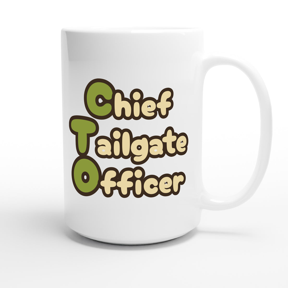Chief Tailgate Officer — funny 15oz white coffee mug