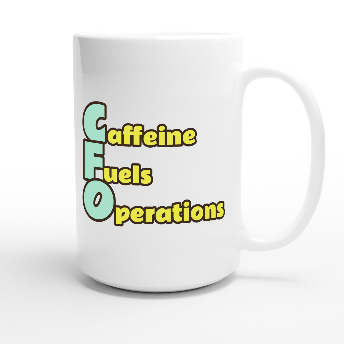 Caffeine Fuels Operations — funny 15oz white coffee mug