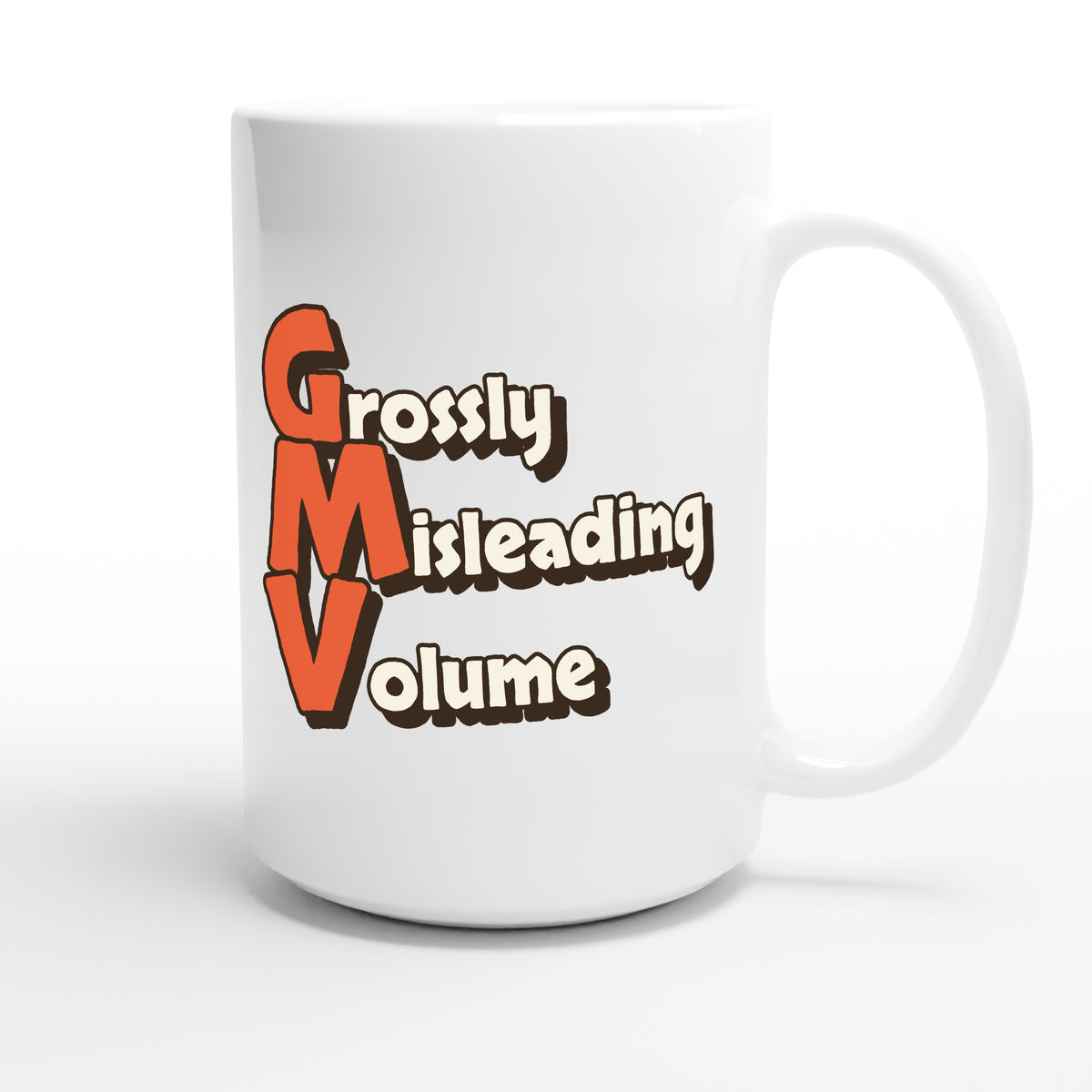 Grossly Misleading Volume — funny 15oz white coffee mug