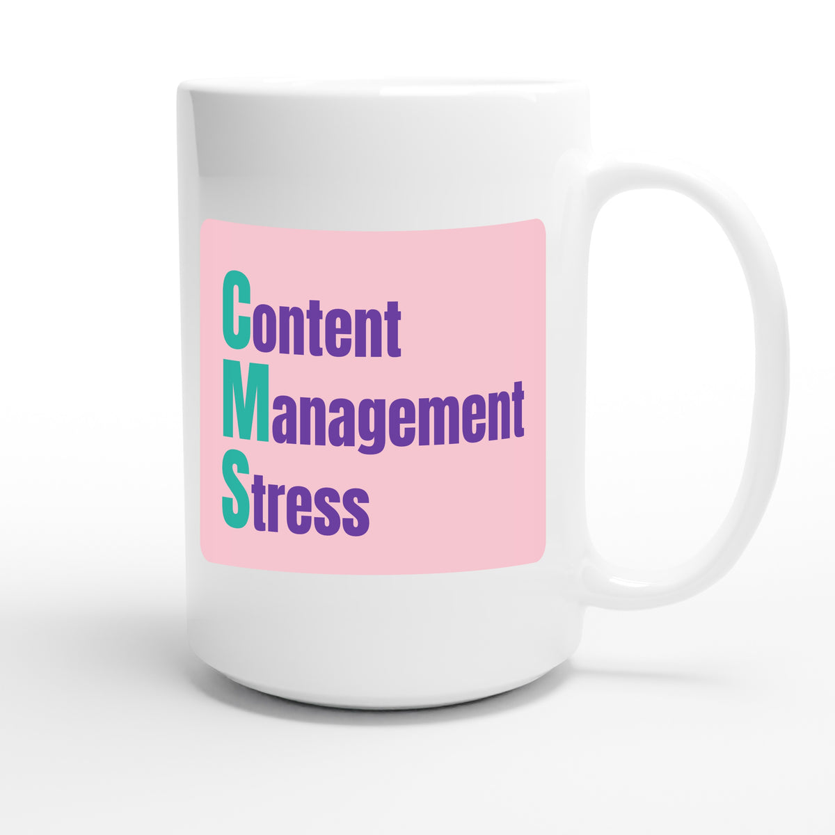 Content Management Stress — funny 15oz white coffee mug