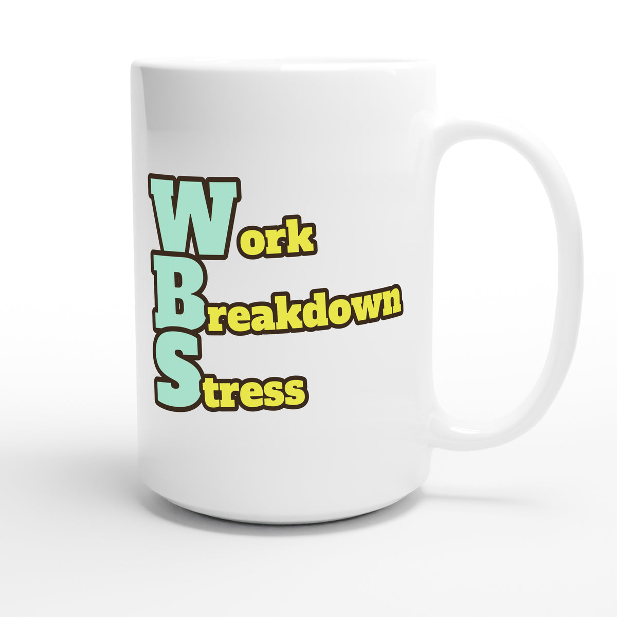 Work Breakdown Stress — funny 15oz white coffee mug