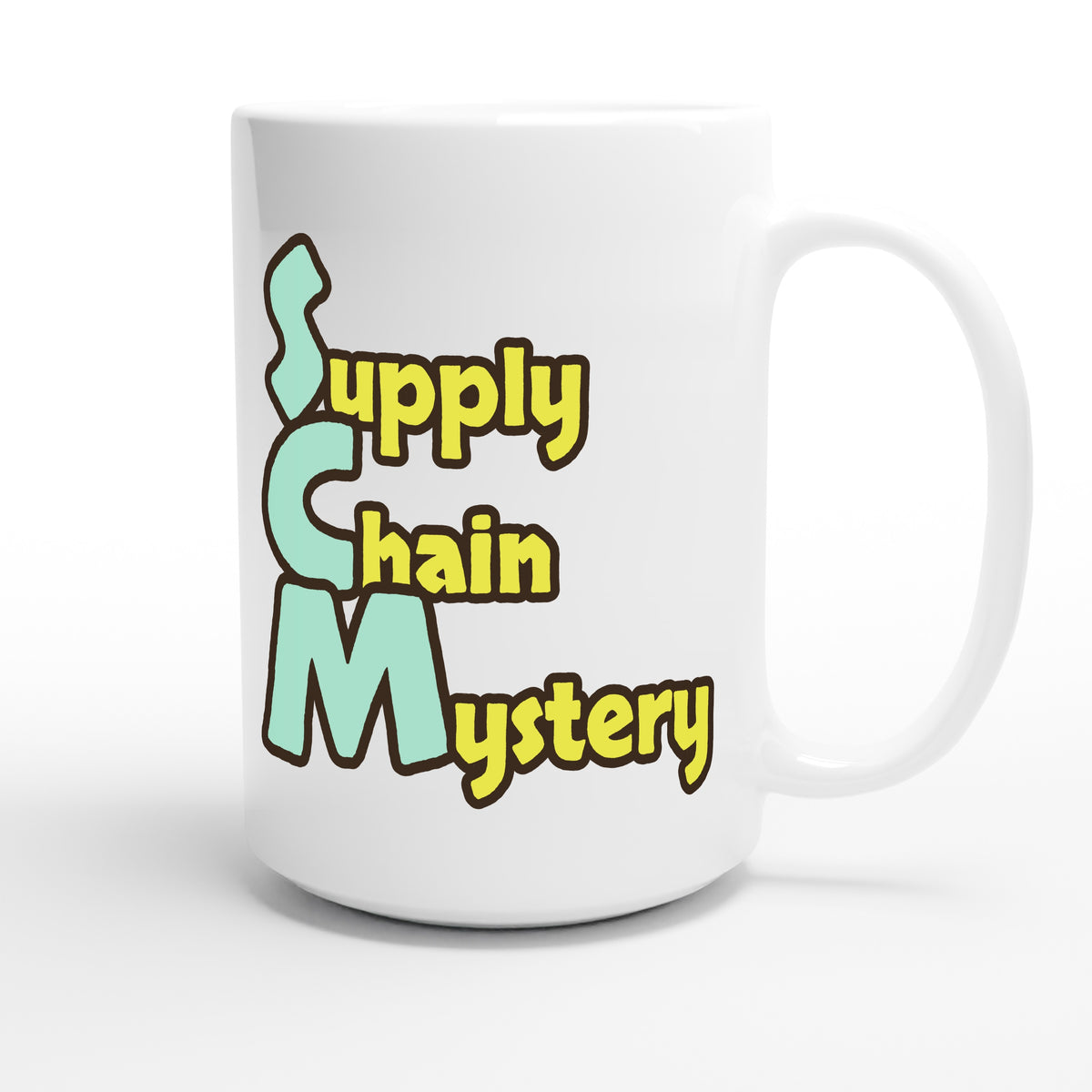 Supply Chain Mystery — funny 15oz white coffee mug
