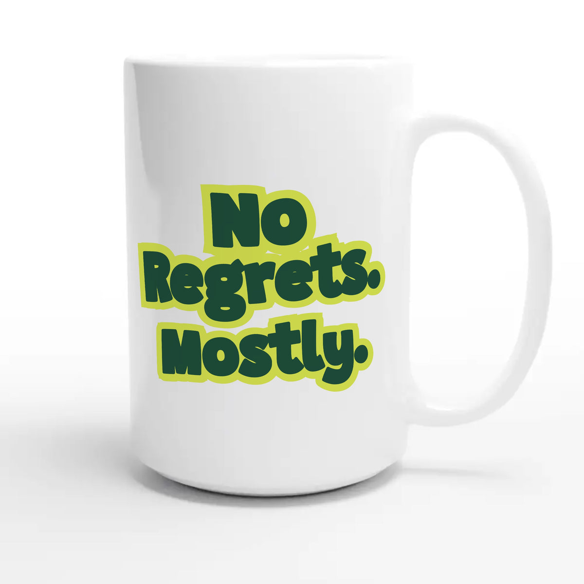 No Regrets. Mostly. — funny 15oz white coffee mug
