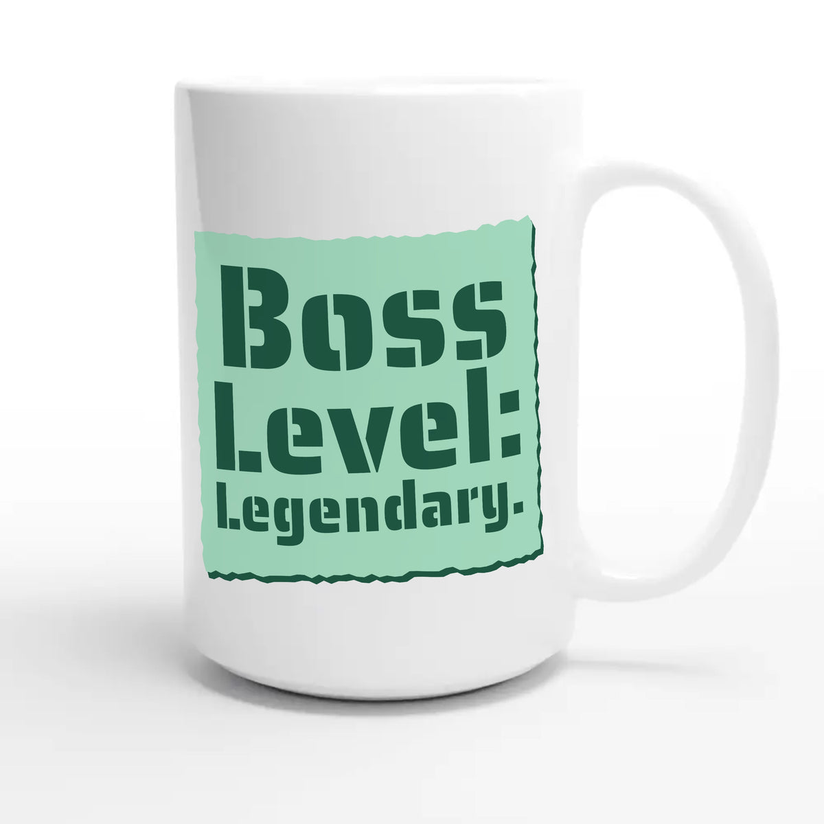 Boss Level: Legendary — cute 15oz white coffee mug
