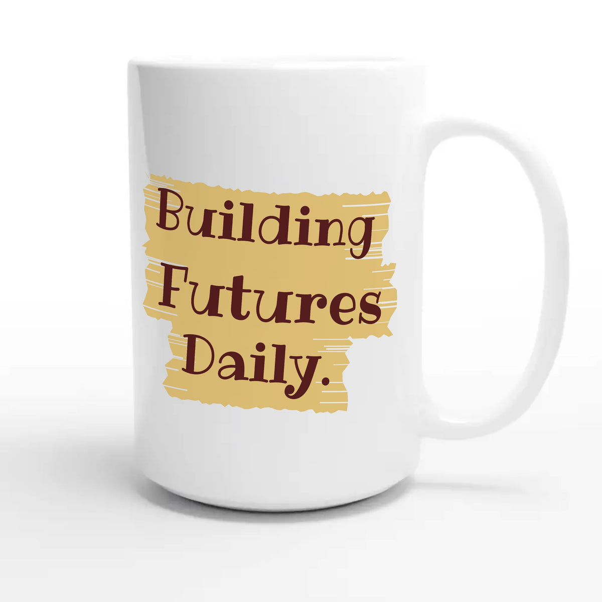 Building Futures Daily — heartfelt 15oz white coffee mug