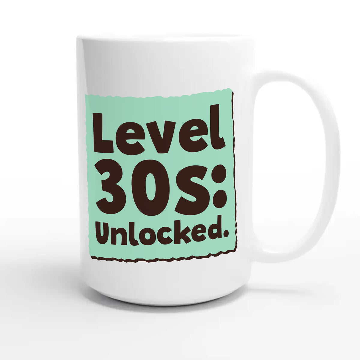 Level 30s: Unlocked — funny 15oz white coffee mug