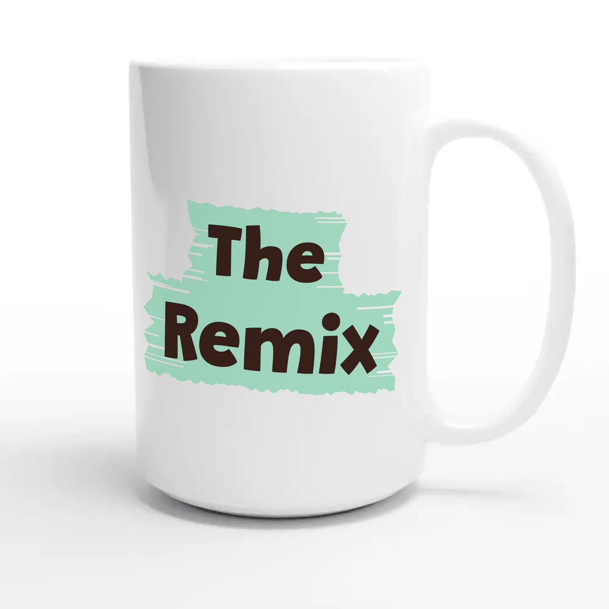 The Remix — cute 15oz white coffee mug