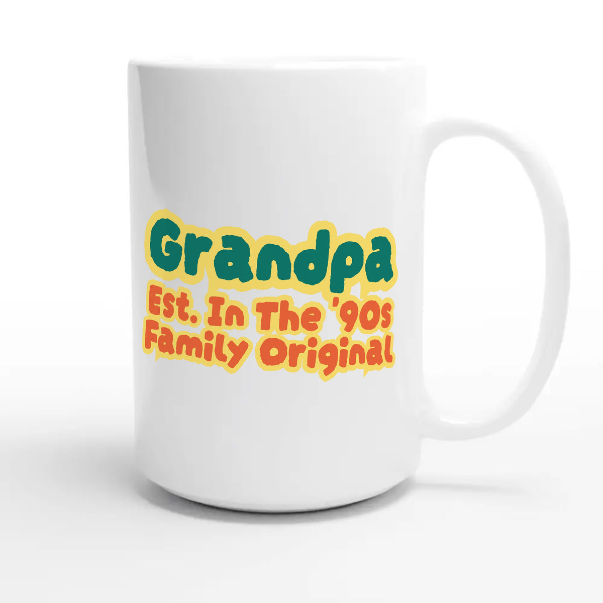Grandpa • Est. In The '90s • Family Original — cute 15oz white coffee mug
