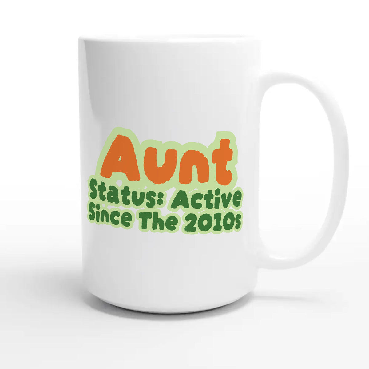 Aunt Status: Active Since The 2010s — cute 15oz white coffee mug