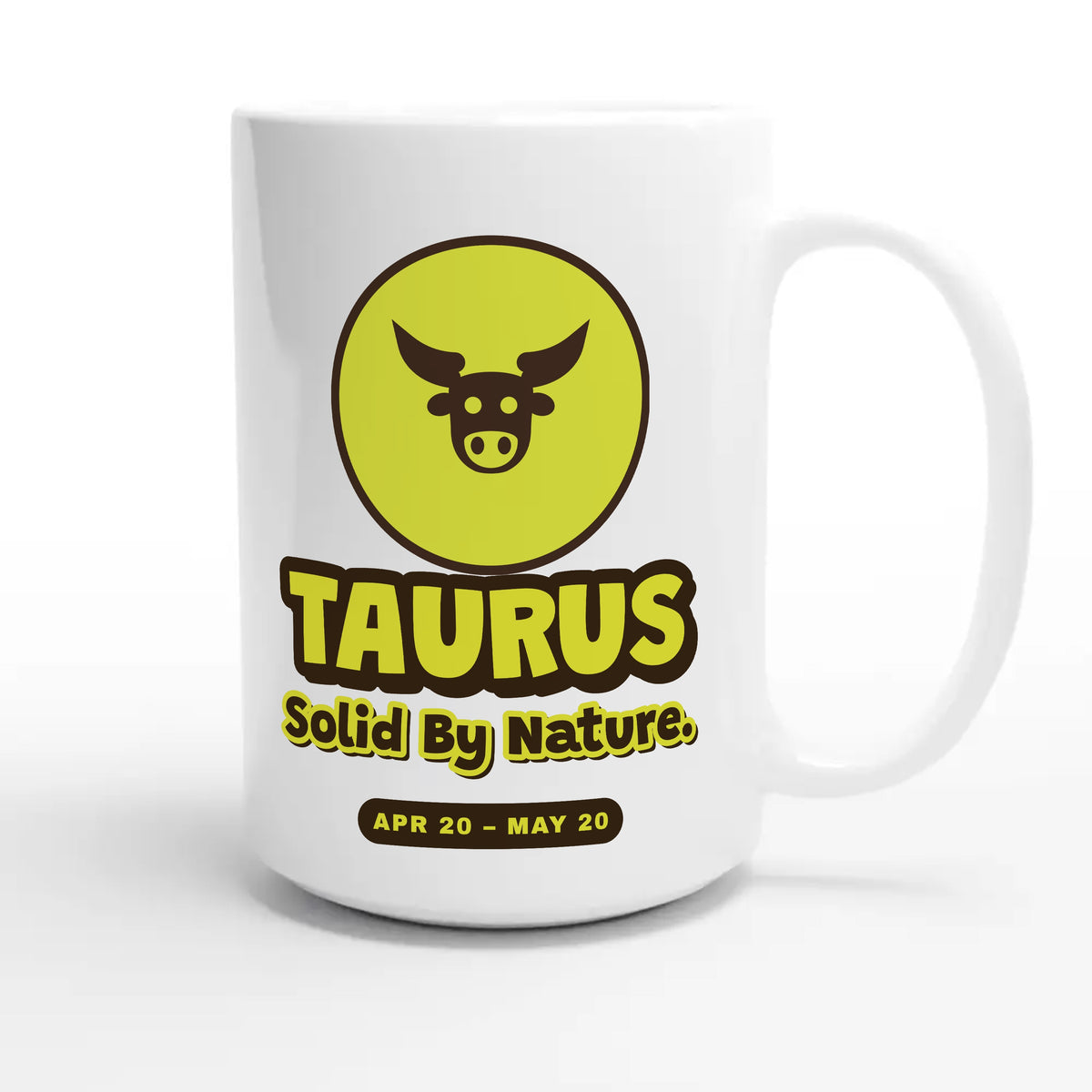 Taurus • Solid By Nature — cute 15oz white coffee mug