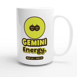 Gemini Energy — cute 15oz white coffee mug