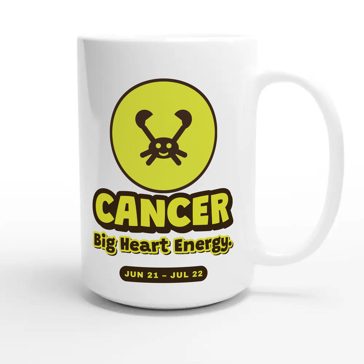 Cancer. Big Heart Energy — cute 15oz white coffee mug