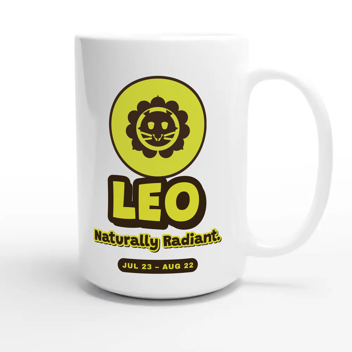 Leo • Naturally Radiant — cute 15oz white coffee mug