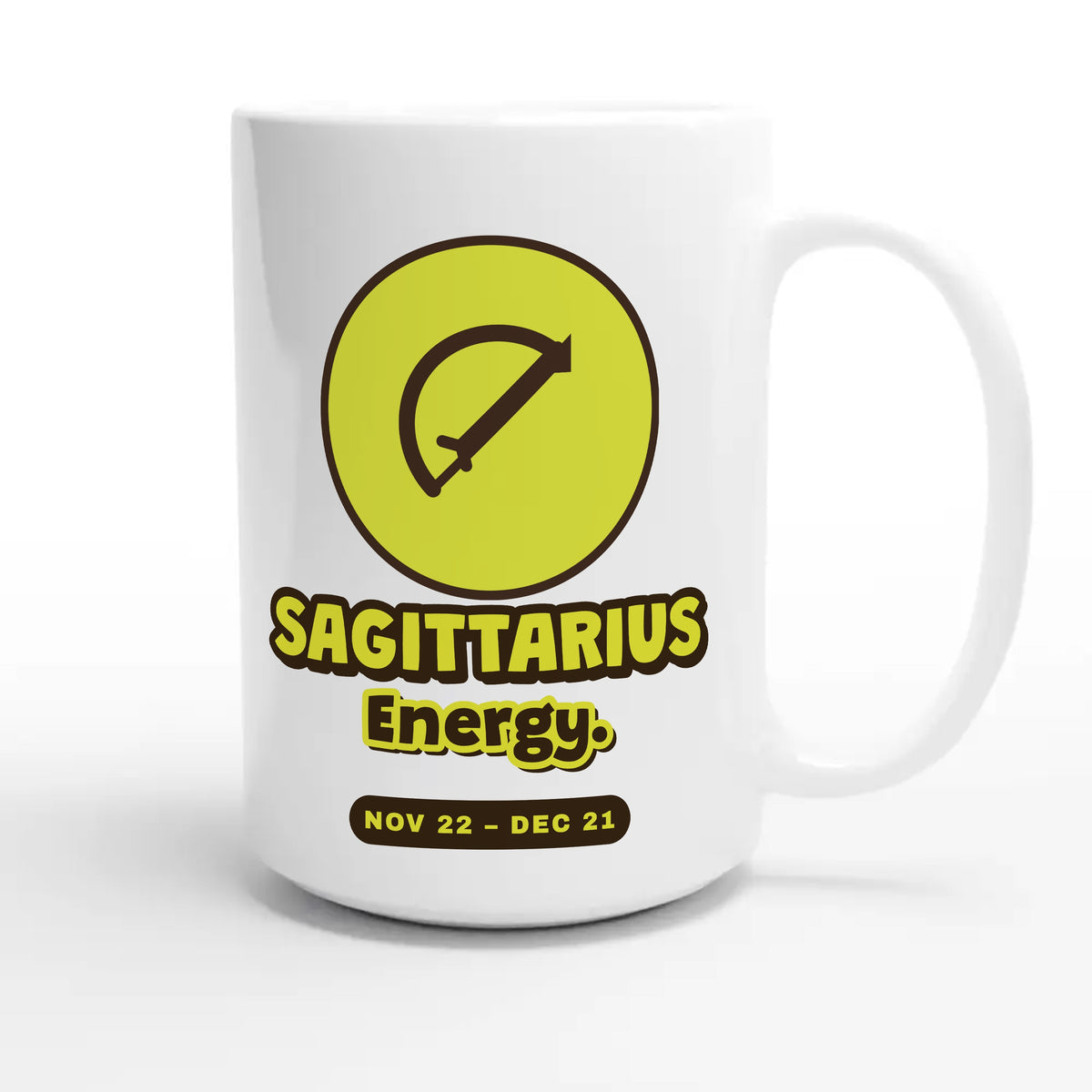 Sagittarius Energy — cute 15oz white coffee mug