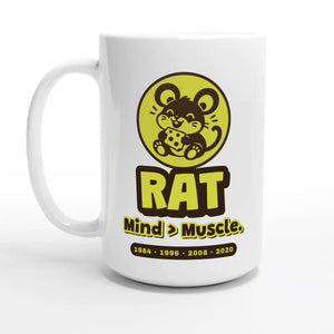 Rat • Mind > Muscle — 15oz coffee mug, other side
