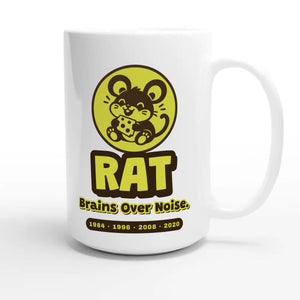Rat • Brains Over Noise — cute 15oz white coffee mug