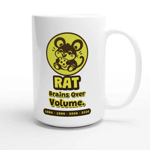 Rat • Brains Over Volume — cute 15oz white coffee mug