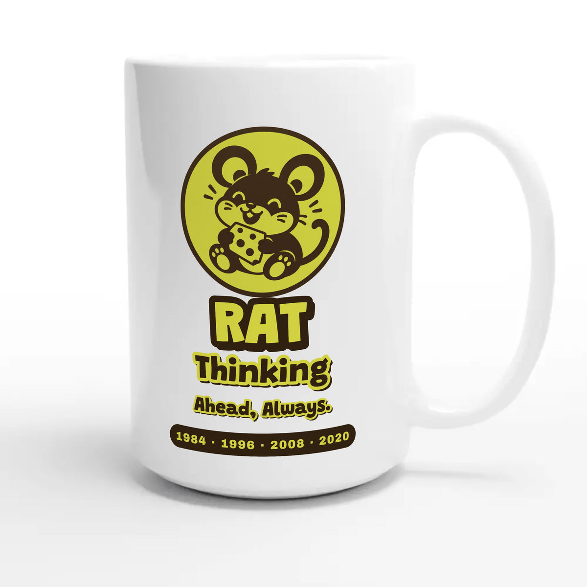 Rat • Thinking Ahead, Always — cute 15oz white coffee mug