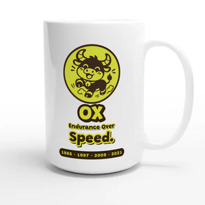 Ox • Endurance Over Speed — cute 15oz white coffee mug
