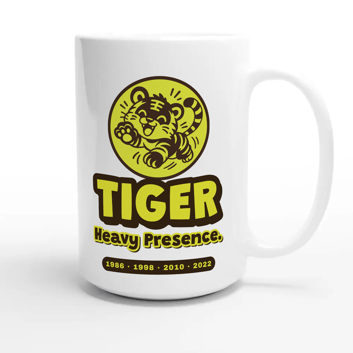 Tiger • Heavy Presence — cute 15oz white coffee mug